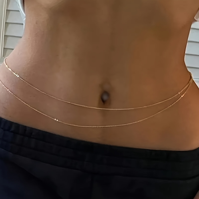 1Double-layer gold metal waist - đánh giá và giá Body Jewelry Waist Chains