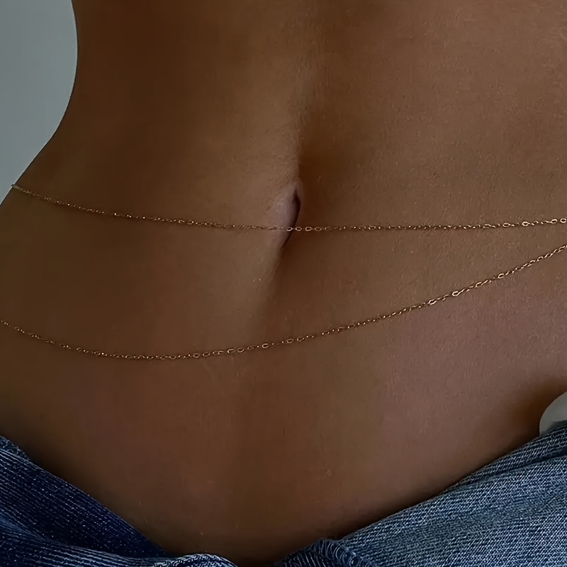 1Double-layer gold metal waist - đánh giá và giá Body Jewelry Waist Chains