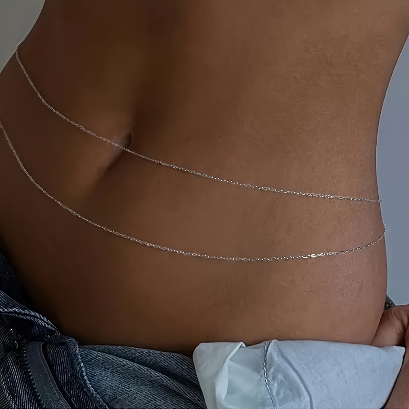 1Double-layer gold metal waist - đánh giá và giá Body Jewelry Waist Chains