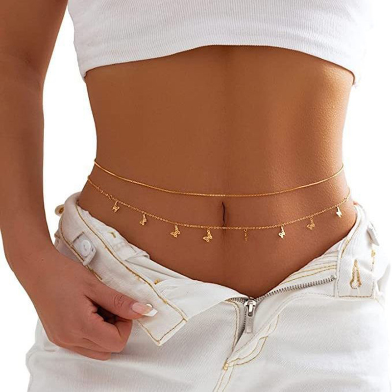 Fashion Simple Double Layer Be - đánh giá và giá Body Jewelry Waist Chains